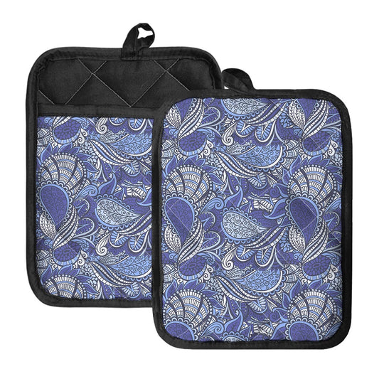Pigeon Floral Bohemian Pattern Print Pot Holders With Pocket