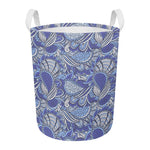 Pigeon Floral Bohemian Pattern Print Round Laundry Basket