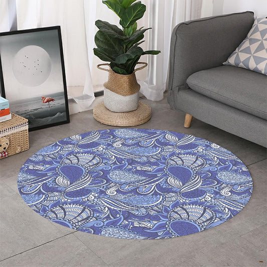Pigeon Floral Bohemian Pattern Print Round Rug