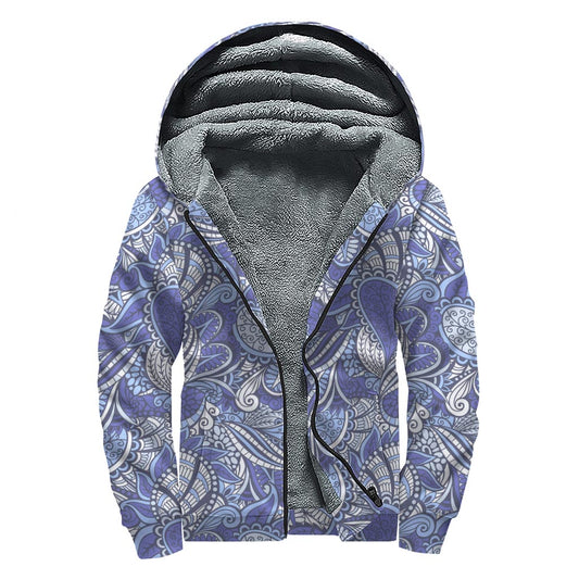 Pigeon Floral Bohemian Pattern Print Sherpa Lined Zip Up Hoodie