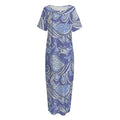 Pigeon Floral Bohemian Pattern Print Short Sleeve Long Nightdress