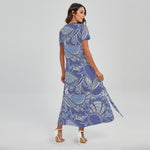 Pigeon Floral Bohemian Pattern Print Short Sleeve Maxi Dress