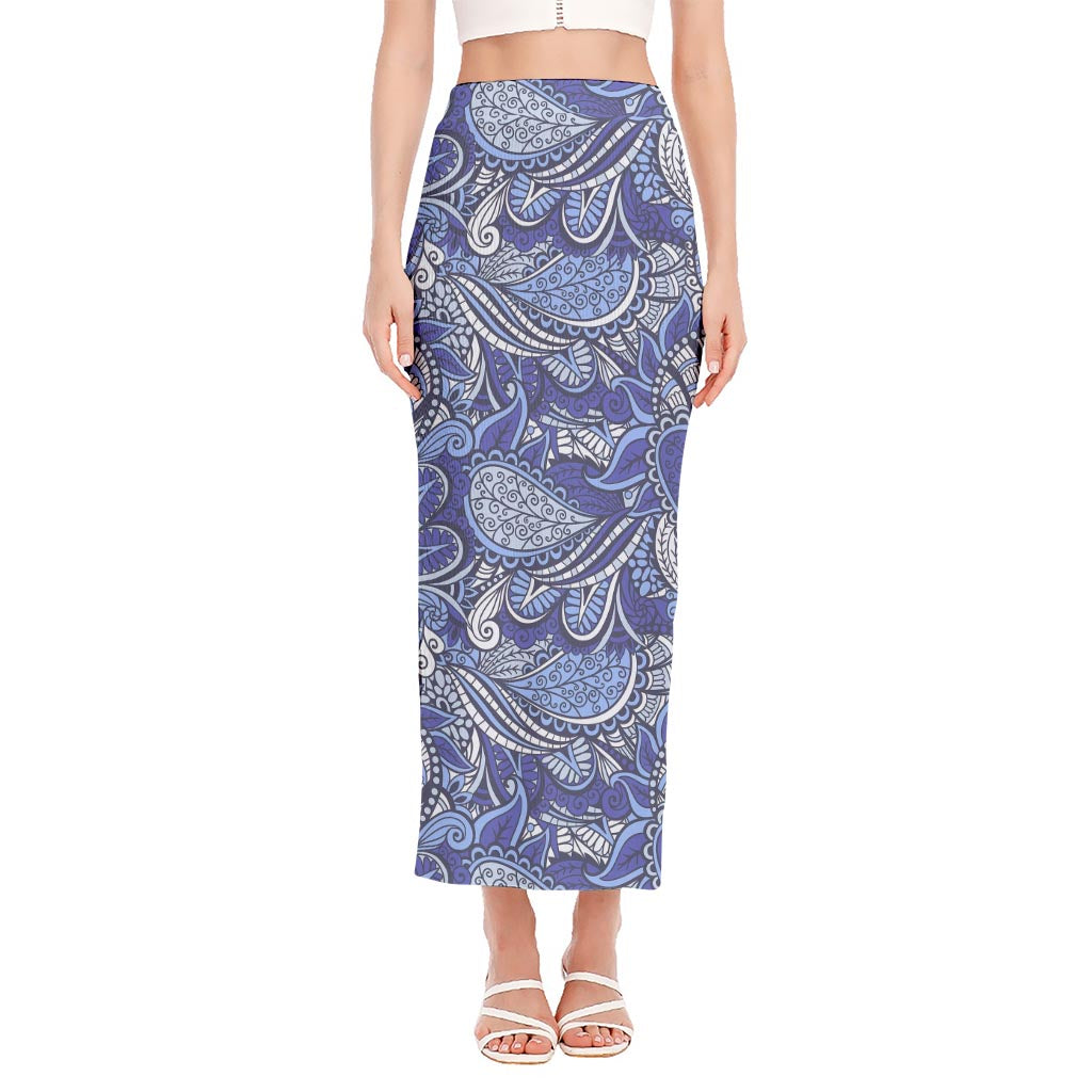 Pigeon Floral Bohemian Pattern Print Side Slit Maxi Skirt