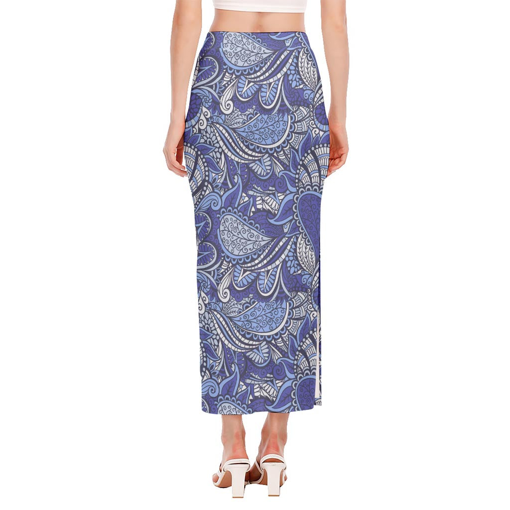 Pigeon Floral Bohemian Pattern Print Side Slit Maxi Skirt