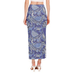 Pigeon Floral Bohemian Pattern Print Side Slit Maxi Skirt