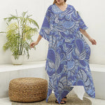 Pigeon Floral Bohemian Pattern Print Silk V-Neck Kaftan Dress