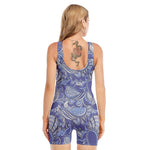 Pigeon Floral Bohemian Pattern Print Sleeveless One Piece Swimsuit