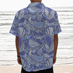 Pigeon Floral Bohemian Pattern Print Textured Short Sleeve Shirt