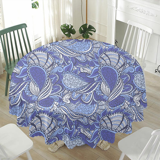 Pigeon Floral Bohemian Pattern Print Waterproof Round Tablecloth