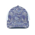 Pigeon Floral Bohemian Pattern Print White Mesh Trucker Cap