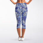 Pigeon Floral Bohemian Pattern Print Women's Capri Leggings