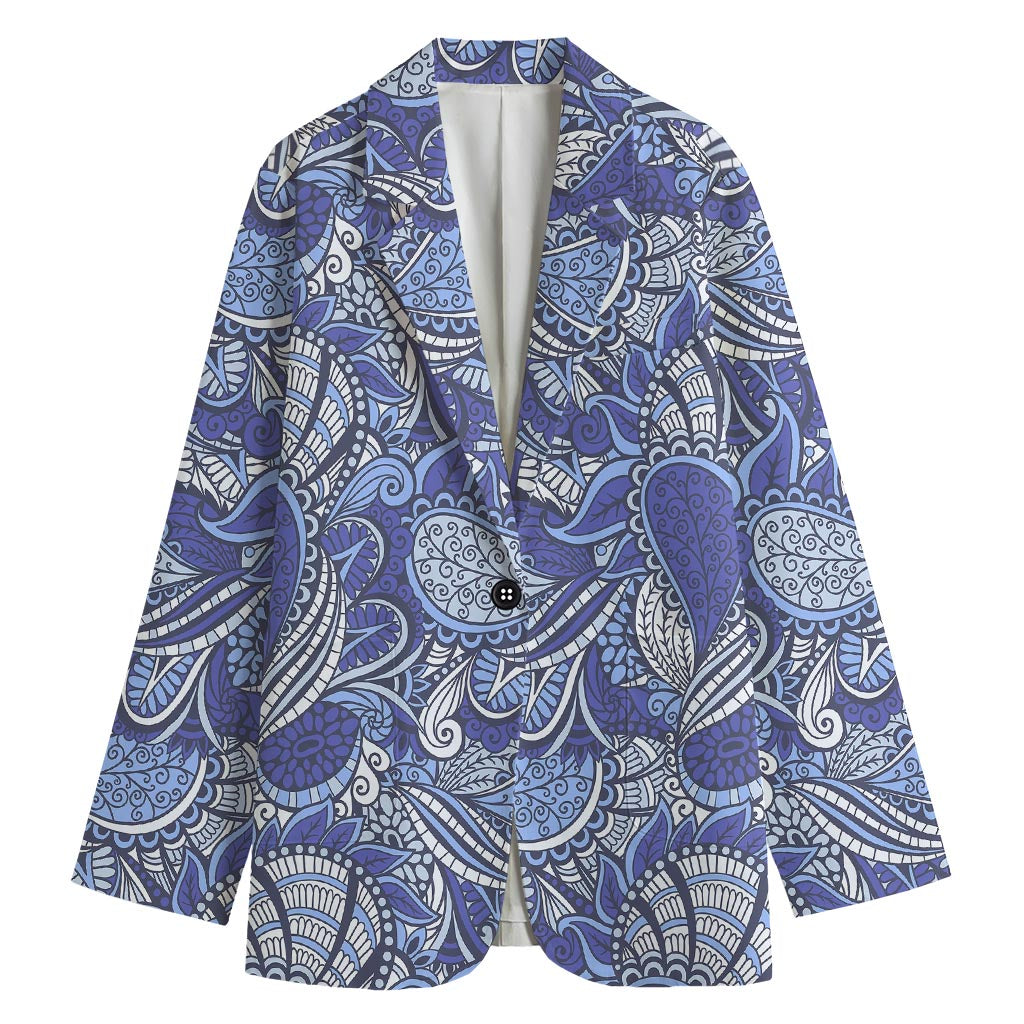 Pigeon Floral Bohemian Pattern Print Women's Cotton Blazer