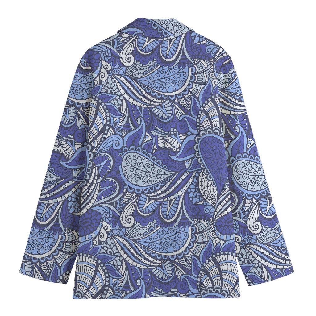 Pigeon Floral Bohemian Pattern Print Women's Cotton Blazer