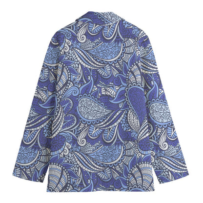 Pigeon Floral Bohemian Pattern Print Women's Cotton Blazer