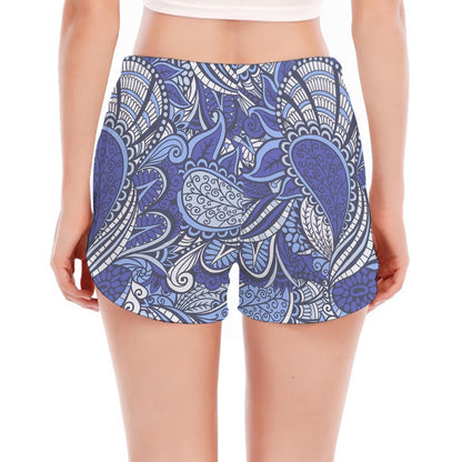 Pigeon Floral Bohemian Pattern Print Women's Split Running Shorts