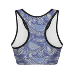 Pigeon Floral Bohemian Pattern Print Women's Sports Bra