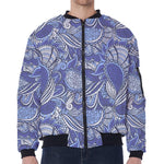 Pigeon Floral Bohemian Pattern Print Zip Sleeve Bomber Jacket