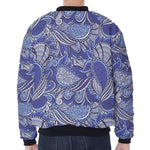 Pigeon Floral Bohemian Pattern Print Zip Sleeve Bomber Jacket