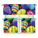 Pile Of Colorful Easter Eggs Print 3 Piece Kitchen Curtains