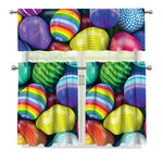 Pile Of Colorful Easter Eggs Print 3 Piece Kitchen Curtains