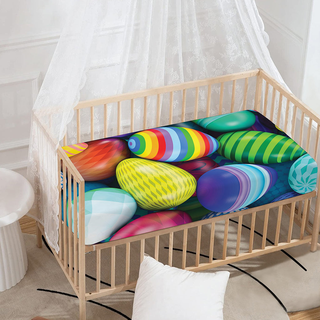 Pile Of Colorful Easter Eggs Print Baby Crib Sheet