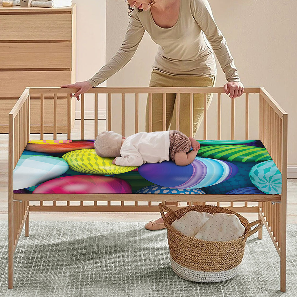 Pile Of Colorful Easter Eggs Print Baby Crib Sheet