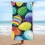 Pile Of Colorful Easter Eggs Print Beach Towel