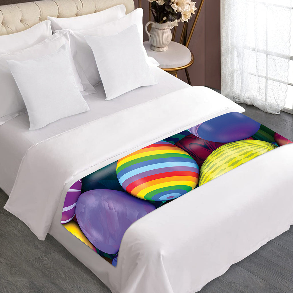 Pile Of Colorful Easter Eggs Print Bed Runner