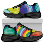Pile Of Colorful Easter Eggs Print Black Chunky Shoes
