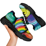 Pile Of Colorful Easter Eggs Print Black Chunky Shoes
