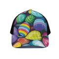 Pile Of Colorful Easter Eggs Print Black Mesh Trucker Hat