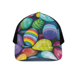 Pile Of Colorful Easter Eggs Print Black Mesh Trucker Cap