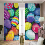 Pile Of Colorful Easter Eggs Print Blackout Pencil Pleat Curtains
