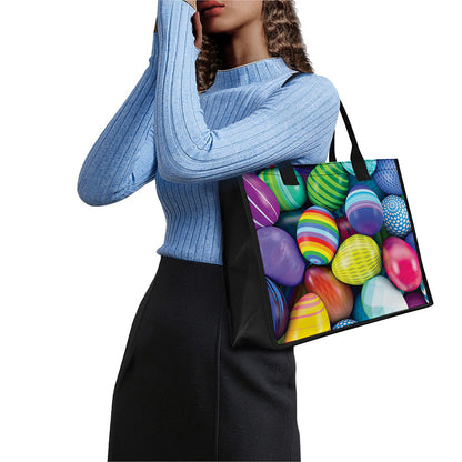 Pile Of Colorful Easter Eggs Print Canvas Tote Bag