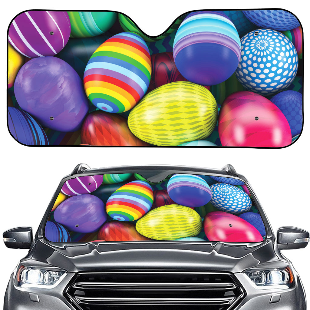 Pile Of Colorful Easter Eggs Print Car Windshield Sun Shade