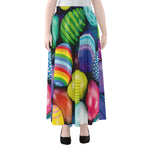 Pile Of Colorful Easter Eggs Print Chiffon Maxi Skirt
