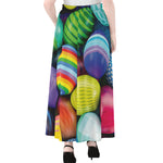 Pile Of Colorful Easter Eggs Print Chiffon Maxi Skirt