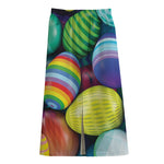 Pile Of Colorful Easter Eggs Print Cotton Front Slit Maxi Skirt