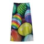 Pile Of Colorful Easter Eggs Print Cotton Front Slit Maxi Skirt