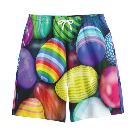 Pile Of Colorful Easter Eggs Print Cotton Shorts