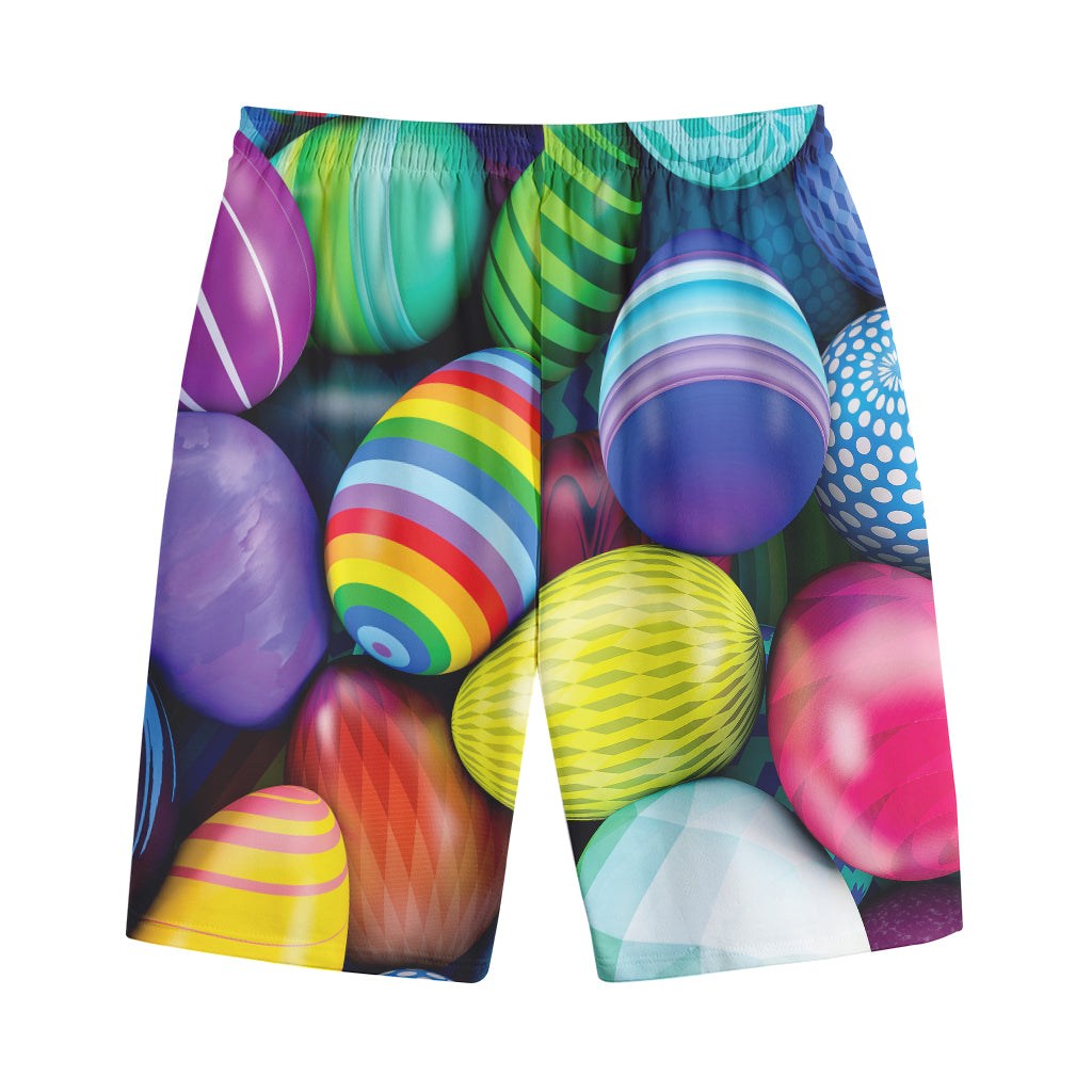 Pile Of Colorful Easter Eggs Print Cotton Shorts