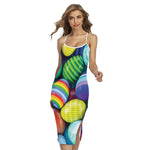 Pile Of Colorful Easter Eggs Print Cross Back Cami Dress