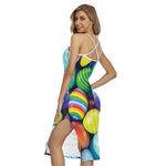 Pile Of Colorful Easter Eggs Print Cross Back Cami Dress