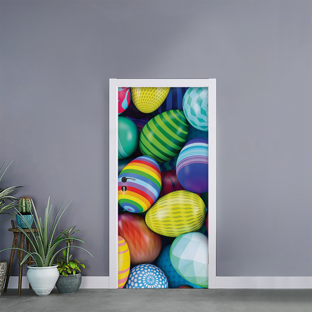Pile Of Colorful Easter Eggs Print Door Sticker