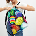 Pile Of Colorful Easter Eggs Print Drawstring Backpack
