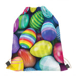 Pile Of Colorful Easter Eggs Print Drawstring Bag