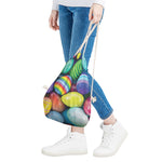 Pile Of Colorful Easter Eggs Print Drawstring Bag