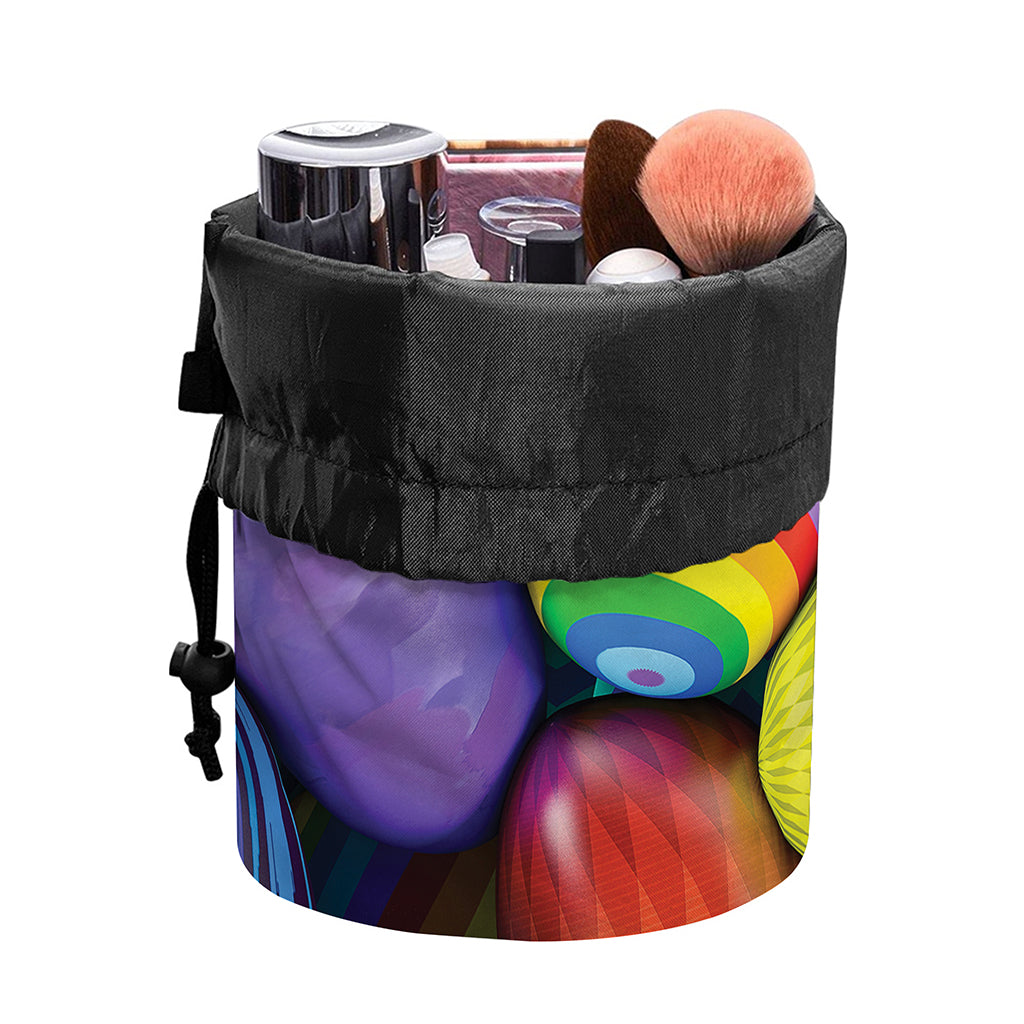 Pile Of Colorful Easter Eggs Print Drawstring Makeup Bag