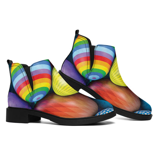 Pile Of Colorful Easter Eggs Print Flat Ankle Boots