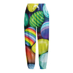 Pile Of Colorful Easter Eggs Print Fleece Lined Knit Pants
